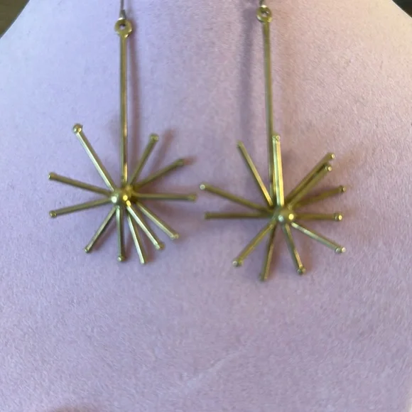 Solid Brass Burst Earrings - Picture 2 of 5